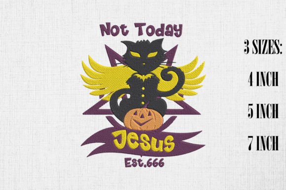 Black Cat Devil Not Today Jesus and Halloween