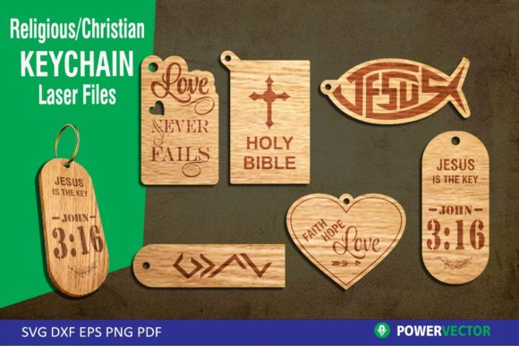 Christian Keychain Laser Cut Pattern and Keychains